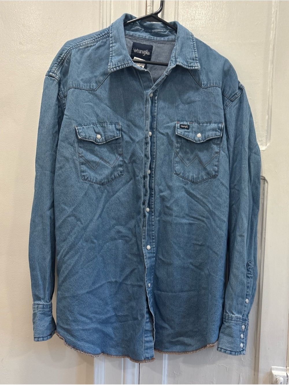 Wrangler Western Pearl Snap Stitched Pockets 100% Cotton Size XXL
